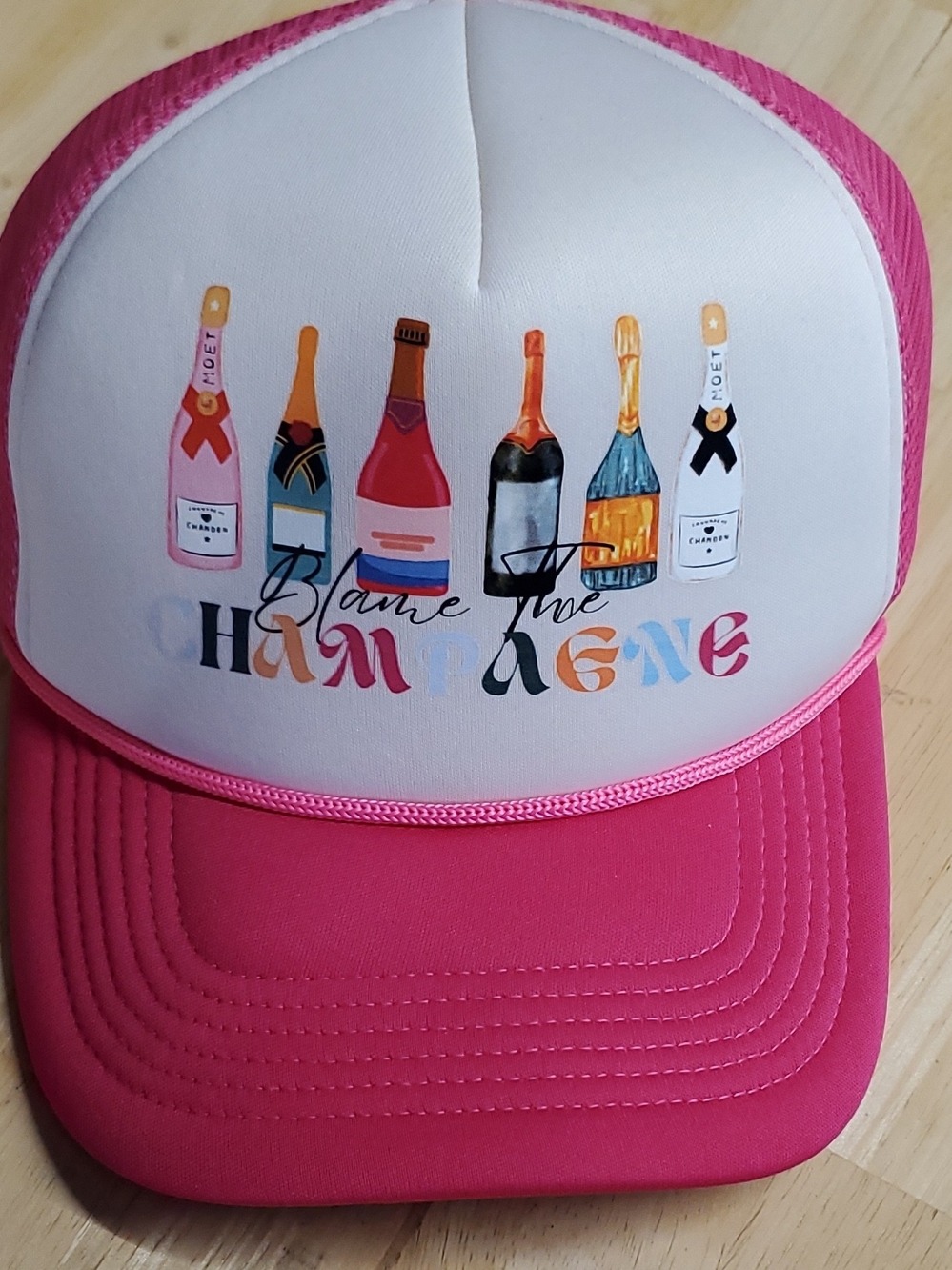 Pink Champagne Graphic Trucker Hat - Blame The Champagne
